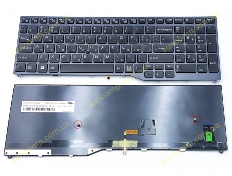 Клавіатура для Fujitsu Lifebook E458 E459 E558 E559 E4511 E5510 E5511 U757 U758 U759 U7510 E4511 E5510 E5511 (RU Black з рамкою + Pointstick)