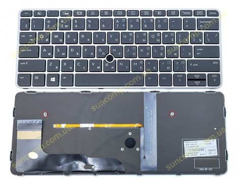 Клавіатура для HP EliteBook 725 G3, 725 G4, 720 G3, 720 G4, 820 G3, 820 G4, 828 G3, 828 G4 (RU Black Сіра рамка з підсвіткою)