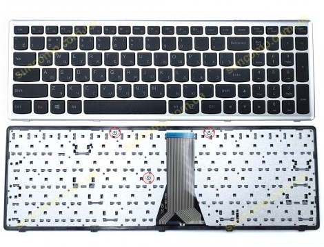 Клавіатура для LENOVO IdeaPad G500s, G505s, S500, S510p, Z510,Flex 15, 15D (RU Black з рамкою Silver)