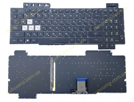 Клавіатура для ASUS FX505, FX505G, FX505D, FX505GD, FX505GE, FX505GM, FX505DY, FX505DV, FX505DT, FX505DU (RU Black без рамки з підсвіткою) Оригінал