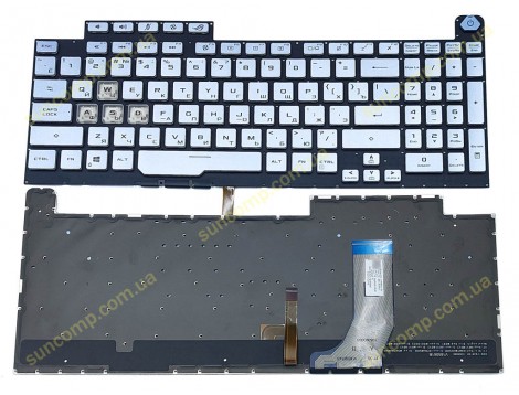 Клавіатура для ASUS G731, G731GW, G731GT, G731GD, G731GU, G731GV, G732L, G732G, G712, G712L (RU Silver с RGB 16pin підсвіткою)