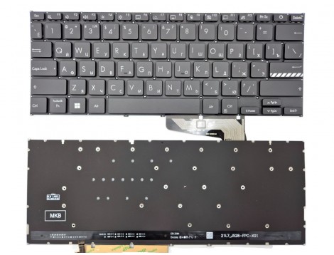 Клавіатура для ASUS X1404 X1404ZA X1404VA X1404VAP M1404 (RU Black з підсвіткою)