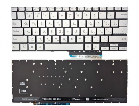 Клавіатура для ASUS X1404 X1404ZA X1404VA X1404VAP M1404 (RU Silver з підсвіткою)