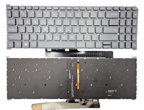 Клавіатура для ACER Aspire A315-59, A315-59G, A515-48, A515-56,A515-57, A515-58, A715-51, A715-52 A715-78, Nitro ANV15-41 (RU Gray з підсвіткою)