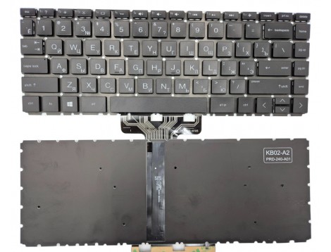 Клавіатура для HP Pavilion X360 14-CC, 14-CD, 14M-CD, 14T-CD, 14-BA, 14T-BA, 14M-BA, 14-BS, 14-BK, 240 G6, 245 G6, 246 G6 (RU Black з пiдсвіткою)
